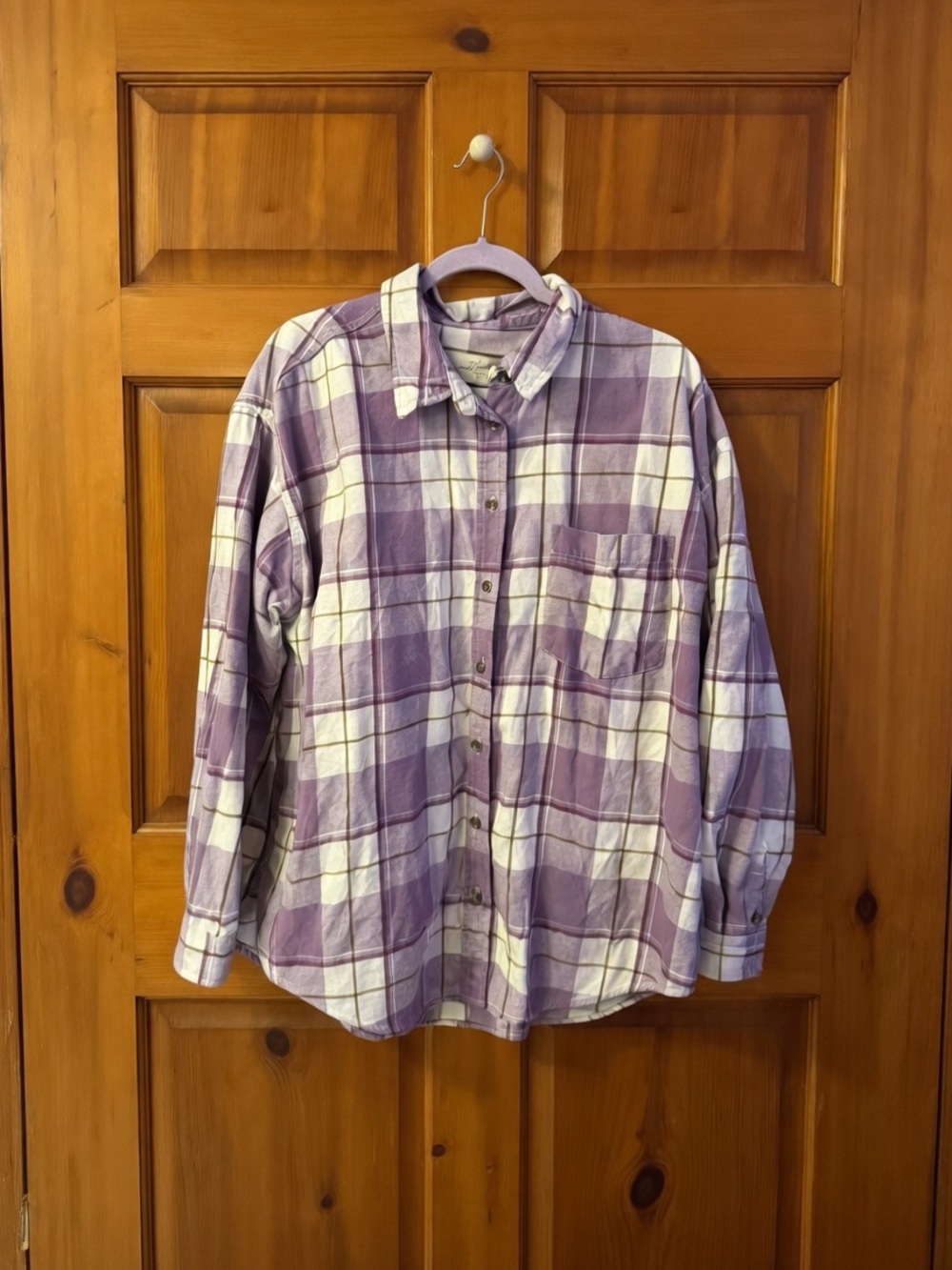 Universal Thread Purple and White Plaid Button-Down Shirt